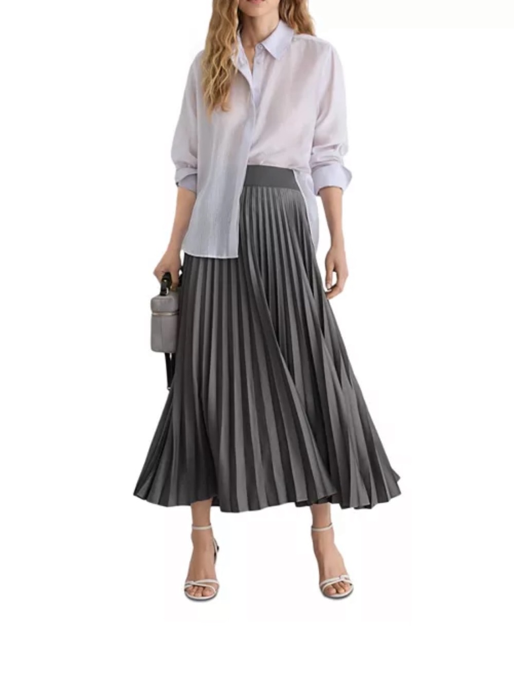 MARELLA Grey Pleated Maxi Skirt